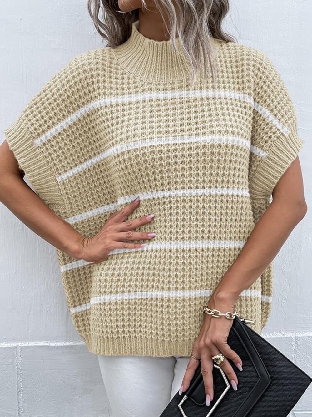 Oversized mock neck sweater vest